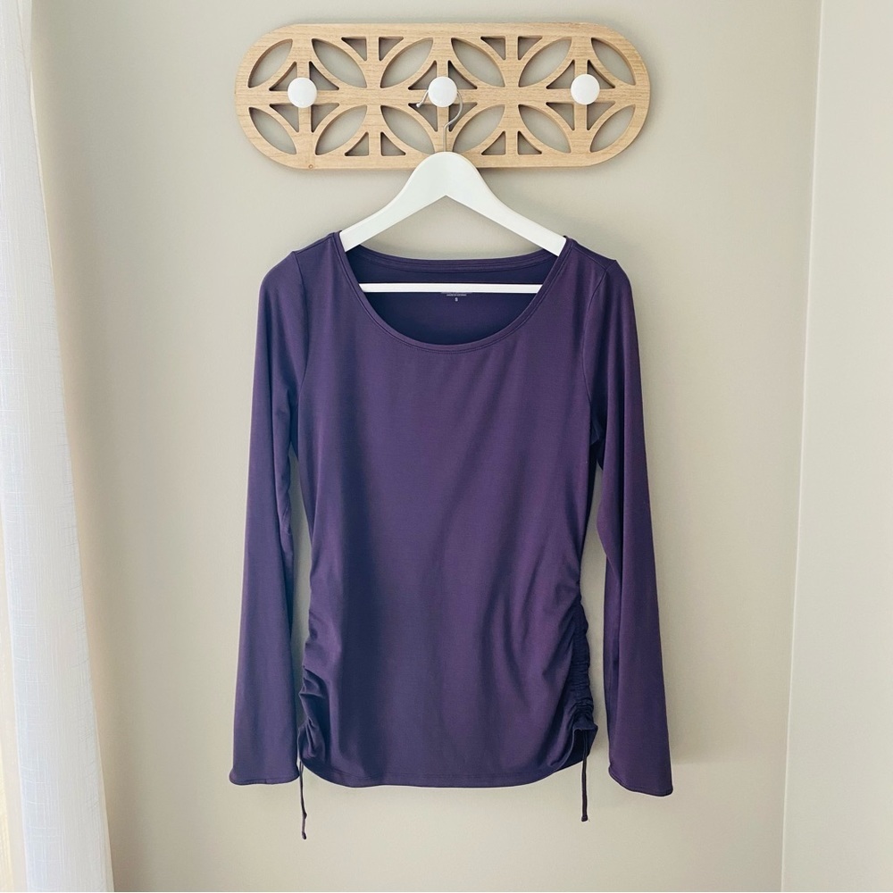 Athleta Ruched Long Sleeve Top Purple Sz Small